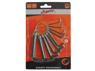 CHIAVI MASCHIO ESAGONALI CROMO VANADIO IN SERIE 10 PEZZI - 5 blister ALTE