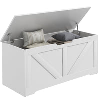 Cassapanca con Cerniere di Sicurezza Contenitore Capacità 127L 100x40x45cm in Legno Bianco