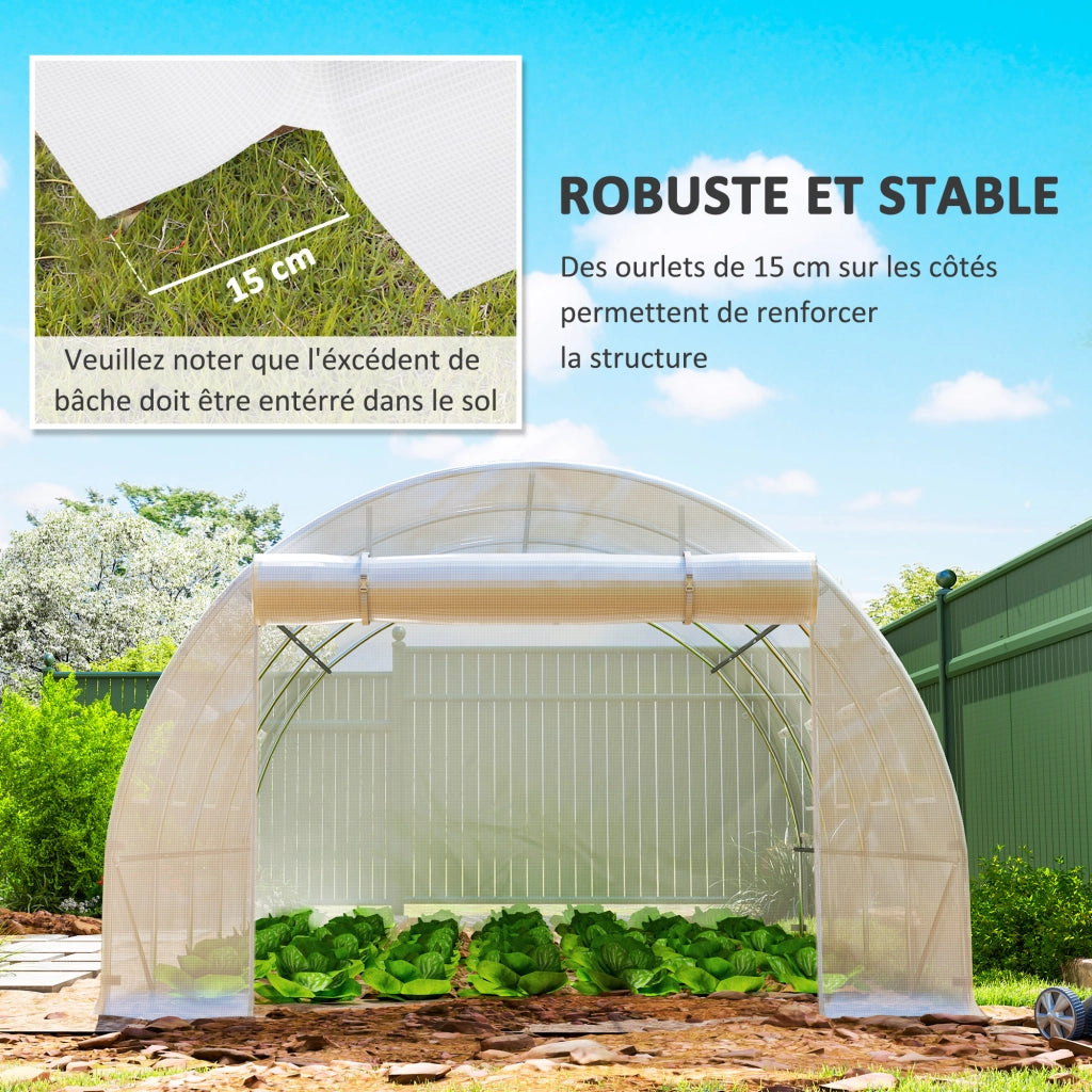 Tenda da serra tunnel 12 m2 ¨C zephmum ¨C 4x3x2 m bianco PE anti-UV impermeabile 8 finestre