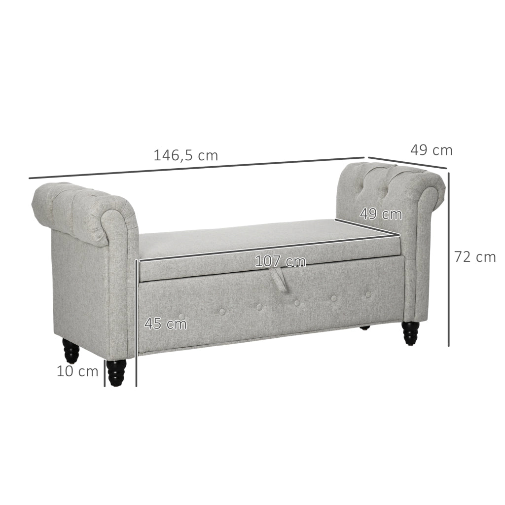 Divano 2 posti in tessuto con cassetti e piedi in legno ¨C Minimal ¨C Grigio 146.5x49x72