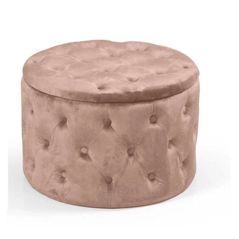 POUF CONTENITORE IN VELLUTO TRAPUNTATO 60 X 60 X H42 CM COLORE ROSA