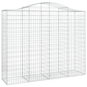 Cesto gabbione recinzione a gabbia muro di contenimento ad arco 200 x 50 x 160/180 cm ferro zincato argento 02_0040028