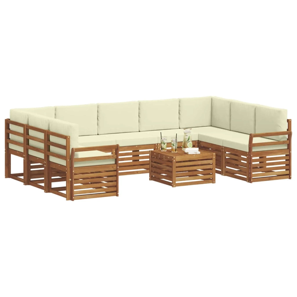 Set di divani da esterno 10 pz Naturale e Crema 3375520