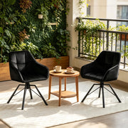 Chaise da pranzo girevole con braccioli e seduta ampia ergonomica in velluto e metallo nero set da 2 pezzi