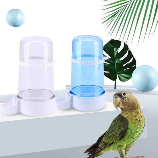 Dispense Acqua per Uccelli 2 Pezzi - Beccuttori Automatici per Pappagalli, Pericoli e Piccoli Roditori - Senza Rifiuti e Sanitari