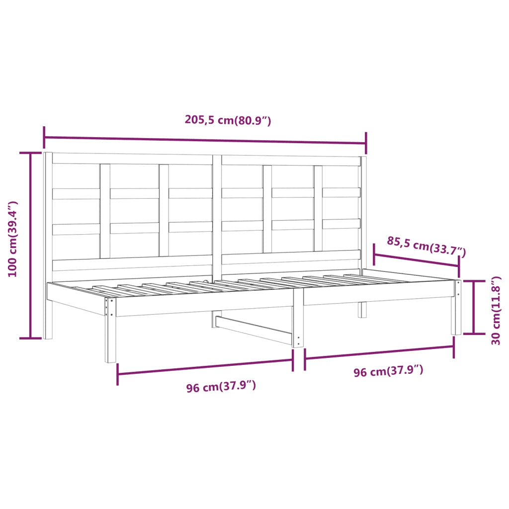 Dormeuse senza Materasso Bianca 80x200 cm Legno Massello Pino 3107911