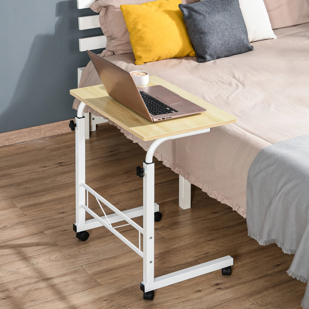 Tavolino con Ruote e Altezza Regolabile ¨C Zephmum ¨C 60x40x68-78 cm Bianco