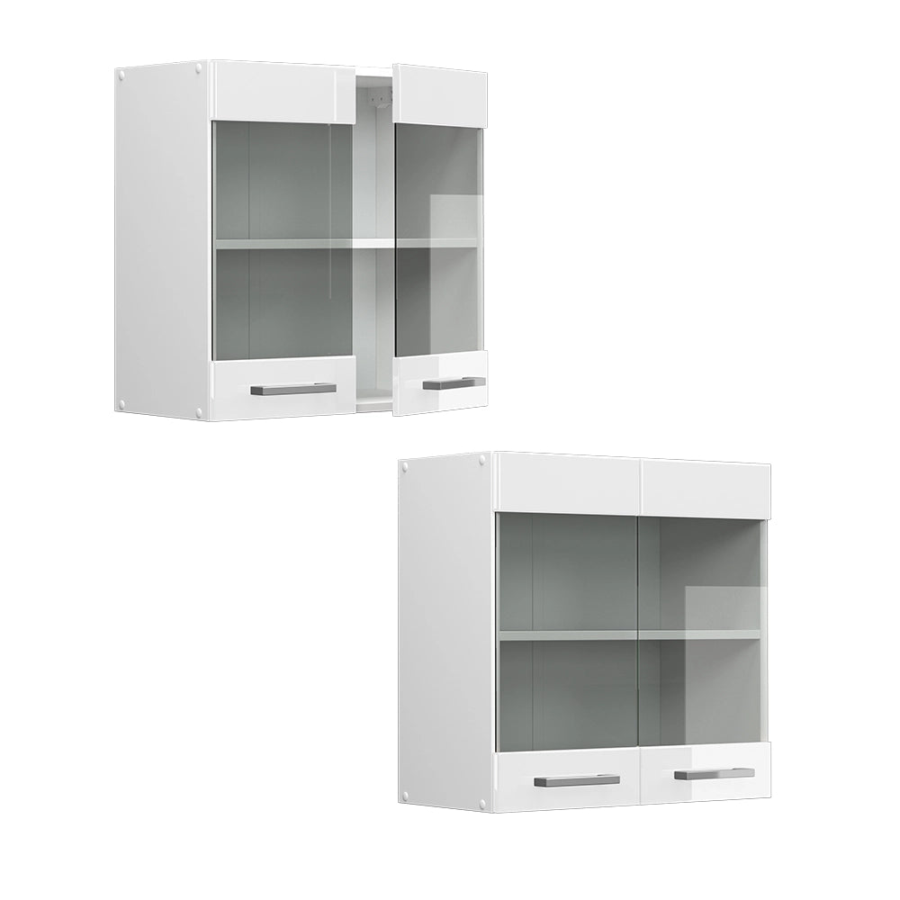 Vicco Pensile universale Bianco lucido 60 cm con ante in vetro