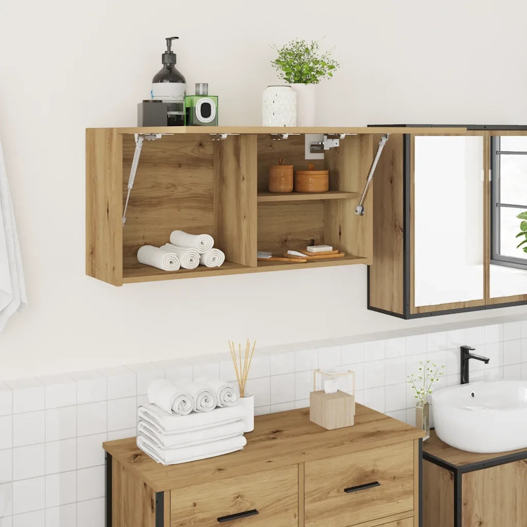 Mobiletto da Bagno Rovere Artigianale 80x25x40 cm in Truciolato