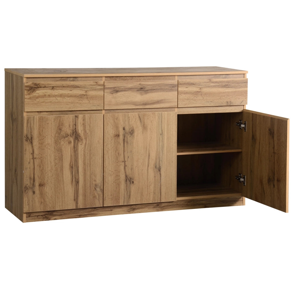Credenza con 3 ante e 3 cassetti - per soggiorno - in truciolare - legno - 135×40×81 cm