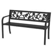 Panchina da Giardino 2 Posti 127x50x75 cm in Acciaio Nero