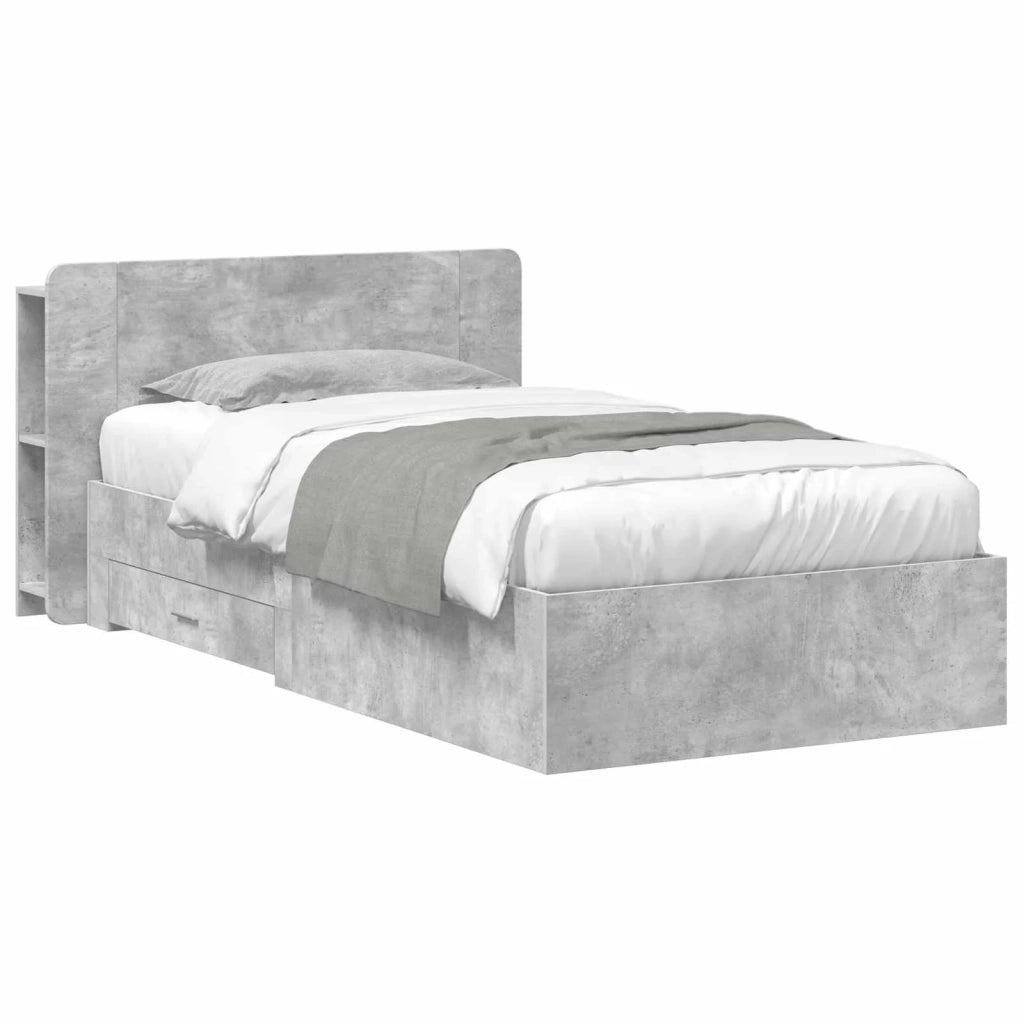 Telaio del letto con storage Grigio Cemento 75 x 190 cm 3433697