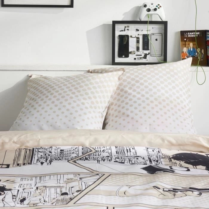Completo letto - TODAY - JAVA - 2 persone - 240x220 cm - Cotone - Stampa manga - Beige
