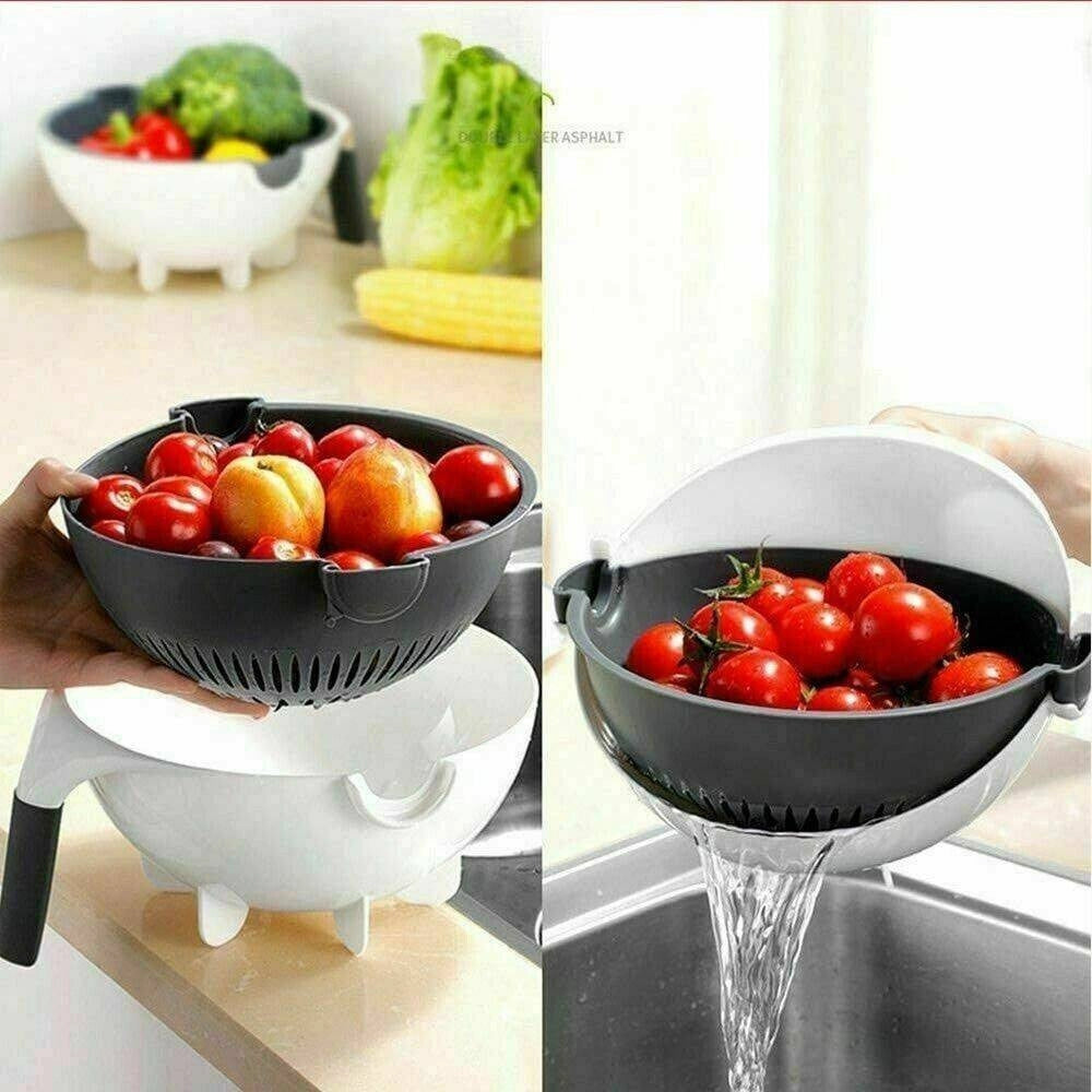 Trade Shop - Taglia Verdure Affettaverdure Multifunzione 9 In 1 Affettatutto Grattugia Inox -