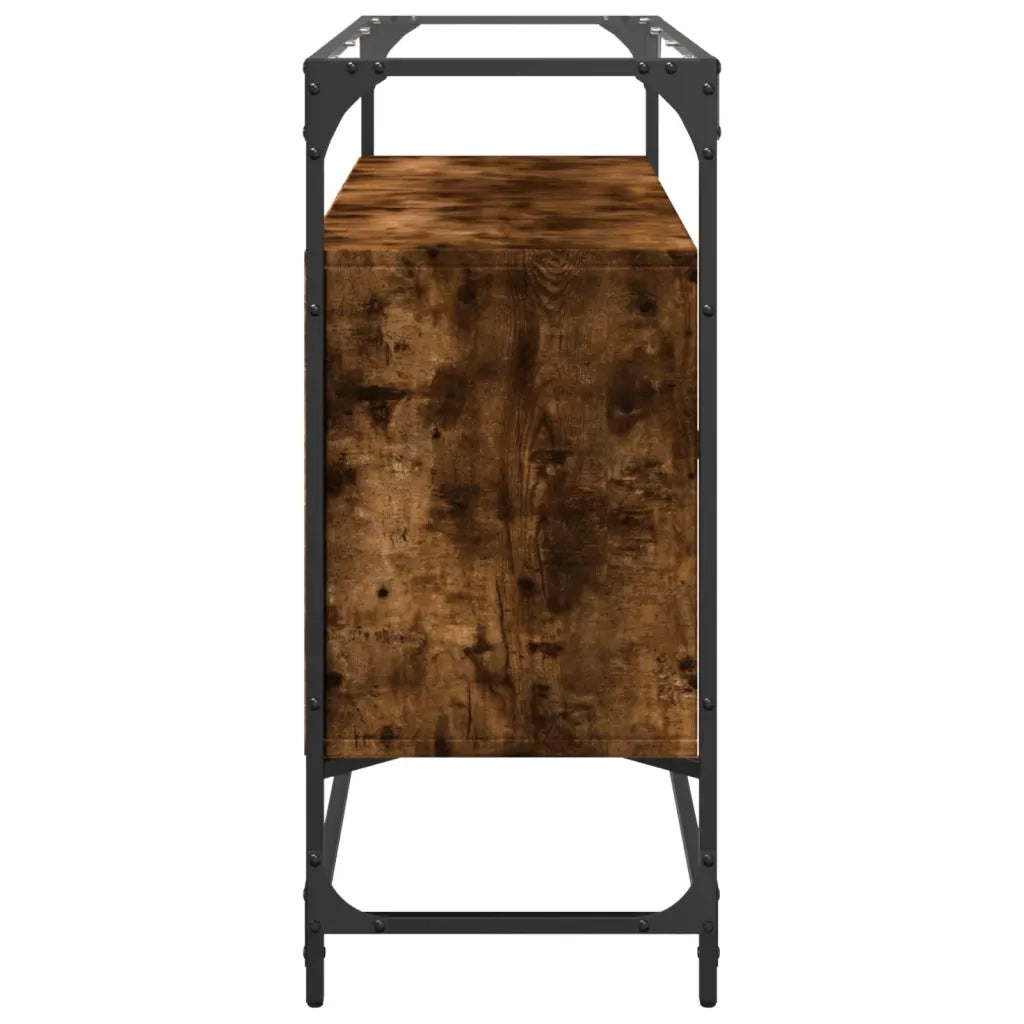 Credenza | Madia | Buffet da pranzo | Armadio da pranzo Piano Vetro Rovere Fumo 98x35x81cm Legno Multistrato