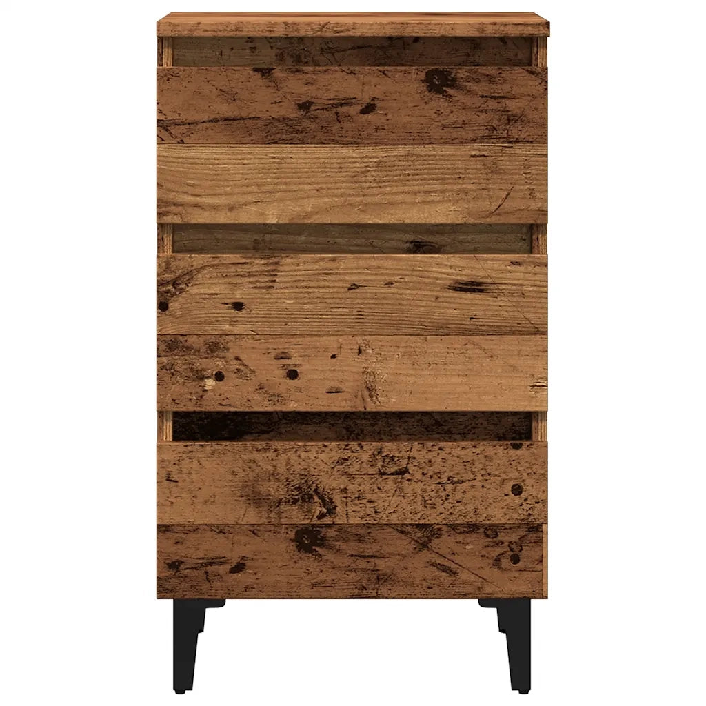 Comodino con Gambe in Metallo Legno Antico 40x35x69 cm