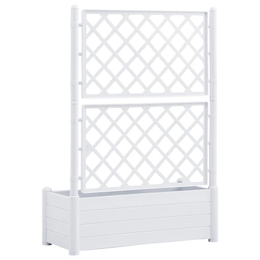 Fioriera con traliccio 100 x 43 x 142 cm piante da giardino fiori PP bianco 02_0000809