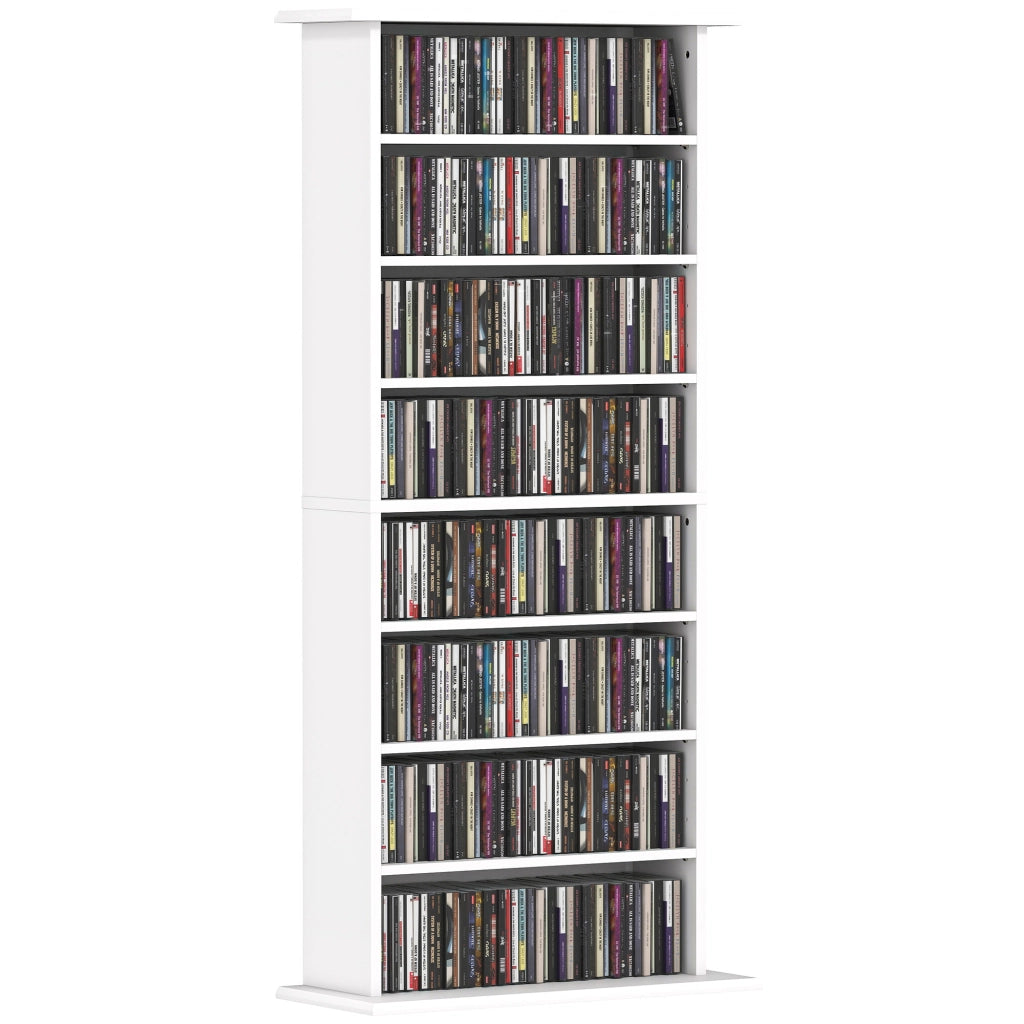 Libreria Scaffale Porta CD con Ripiani Regolabili ¨C zephmum ¨C Bianco 58x24x124.5 cm