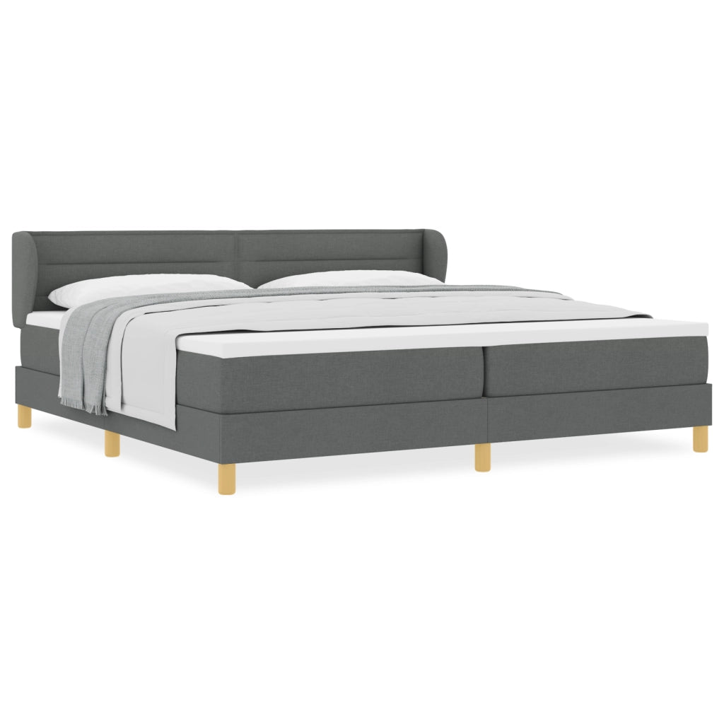 Letto Box Spring con Materasso Grigio Scuro 200x200 cm in Tessuto