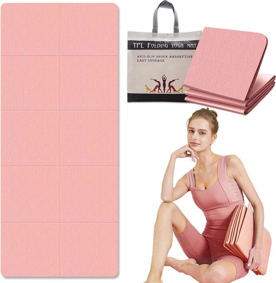 Mat di yoga pieghevole 183 x 61 cm - mat di yoga con tas antiscivolo - spessore 6 mm - mat di fitness sport mat mat di pilates mat di ginnastica con superficie antiscivolo