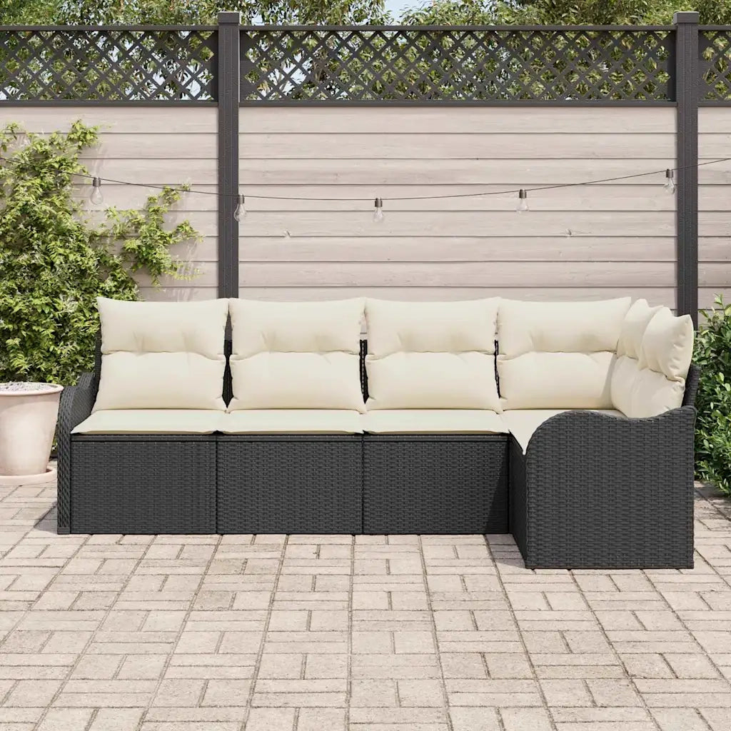 Set Divano da Giardino Nero polyrattan