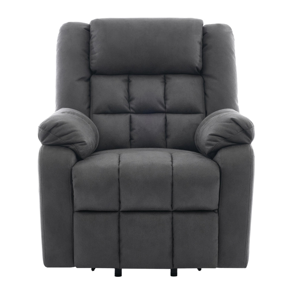 Poltrona Relax Elettrica con Funzione Alzapersone, Massaggio e Riscaldamento, Poggiapiedi, Tasche Laterali, Porta Bicchiere e Porte USB, Grigio