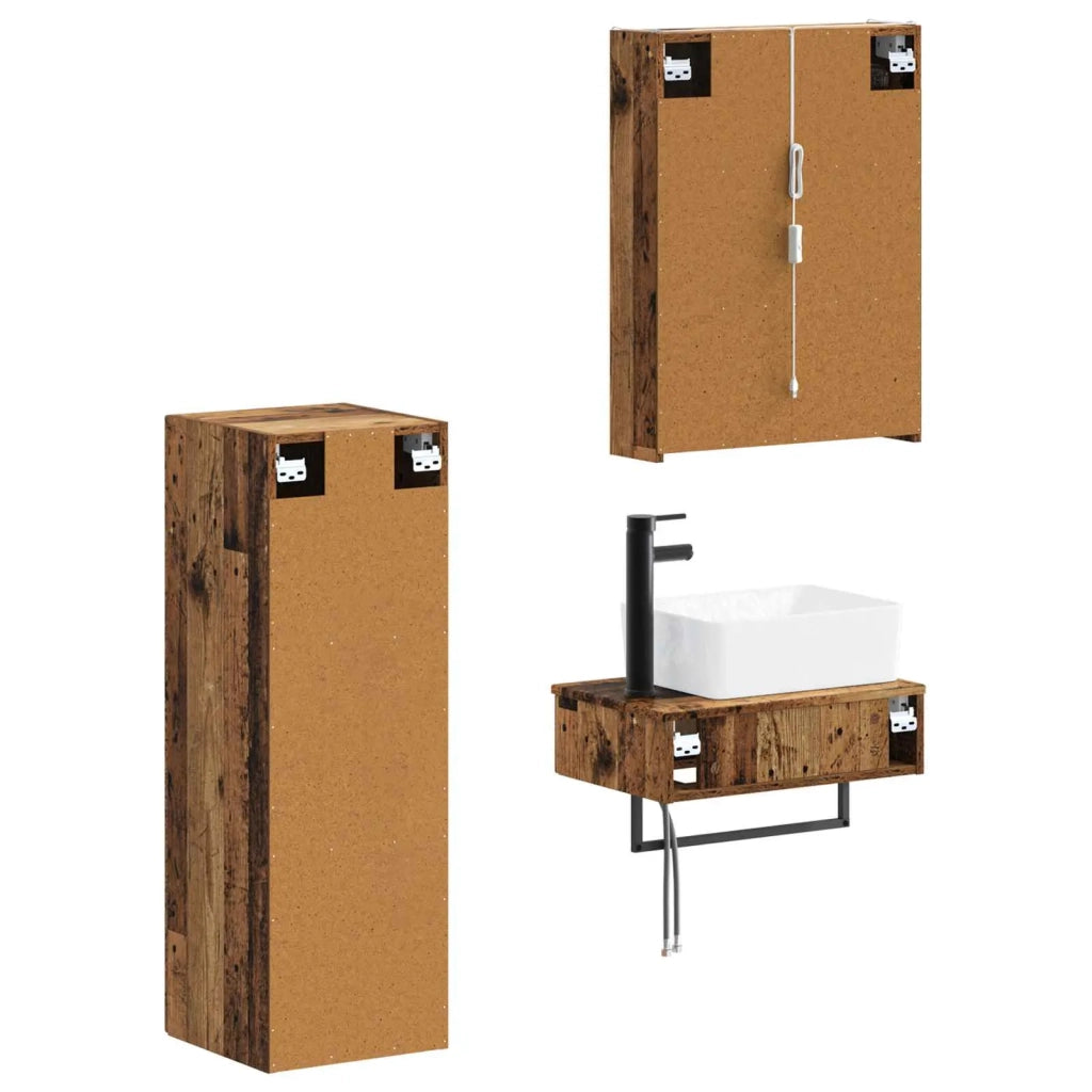 Set di mobili per il bagno 4 pcs Legno antico 3407405