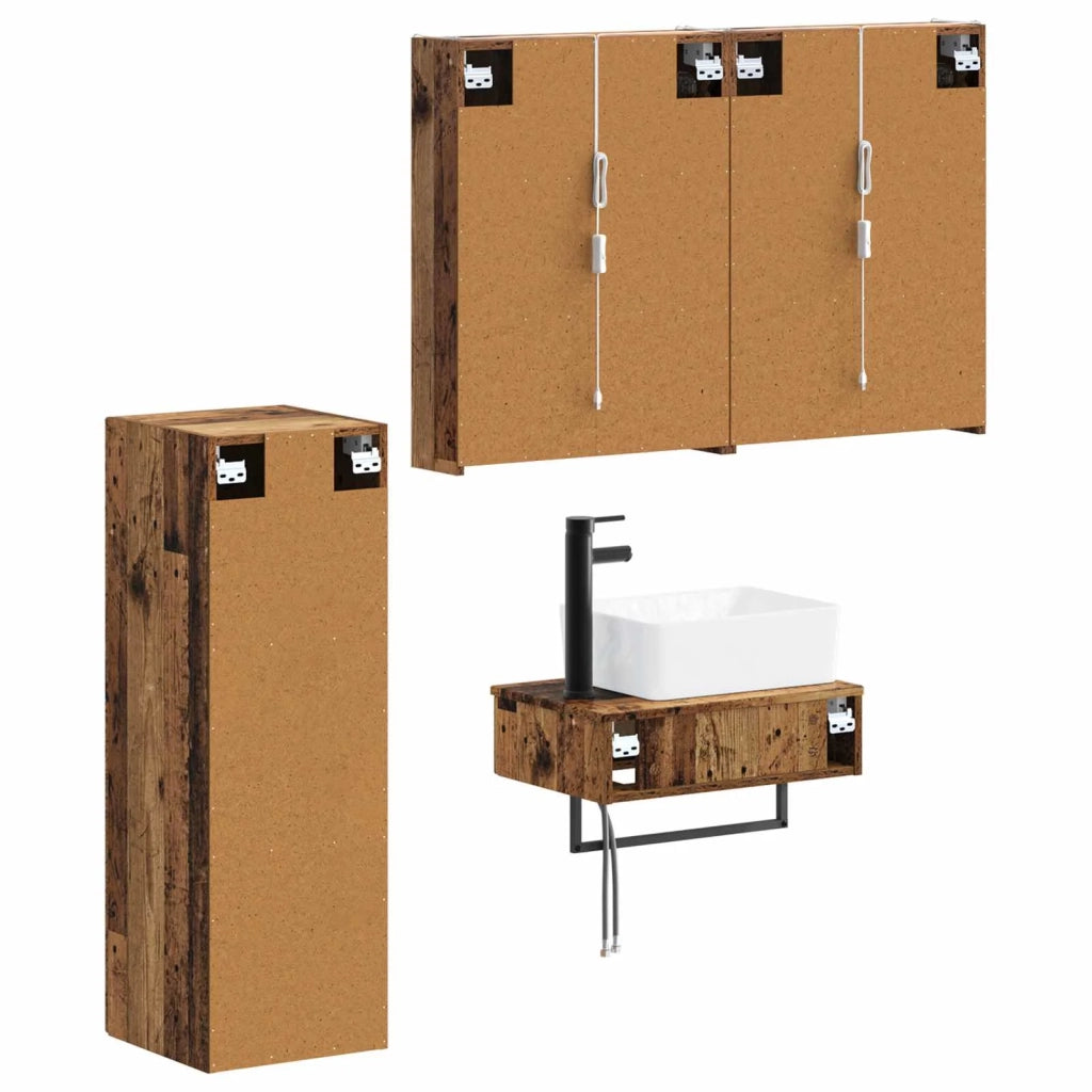 Set di mobili per il bagno 4 pz Legno antico 3407405