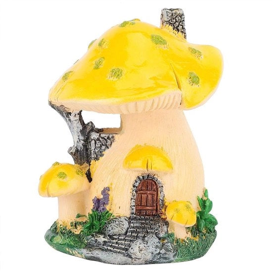 Decorazione da giardino in miniatura - casa di fungo - resina - 12,5 cm - resistente - manufatto artigianale - per interni/esterni