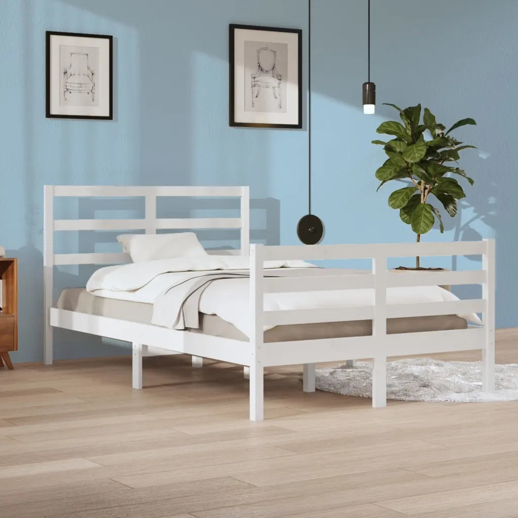Giroletto-Struttura Letto Bianco in Legno Massello di Pino 120x200 cm 655238