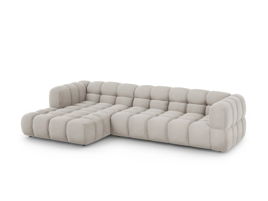 Cosmopolitan Design - Divano angolare modulare sinistro "Sky" 4 posti in velluto beige chiaro 