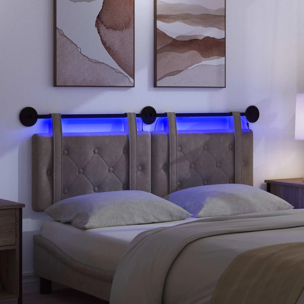 Testiera sospesa Con luce LED Grigio PU Antico