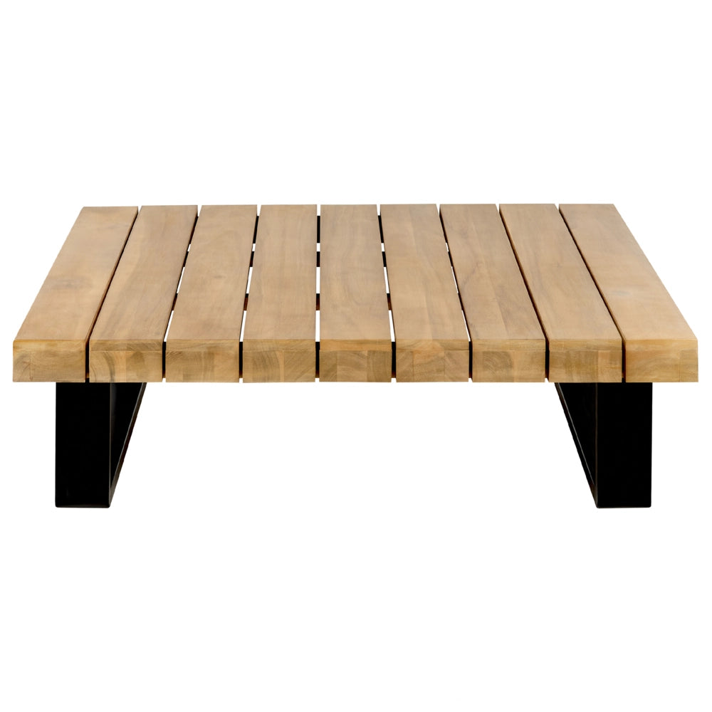 Divano ad Angolo Set da Giardino Bianco Crema e Legno Chiaro Seduta Bassa a 5 Posti con Tavolino