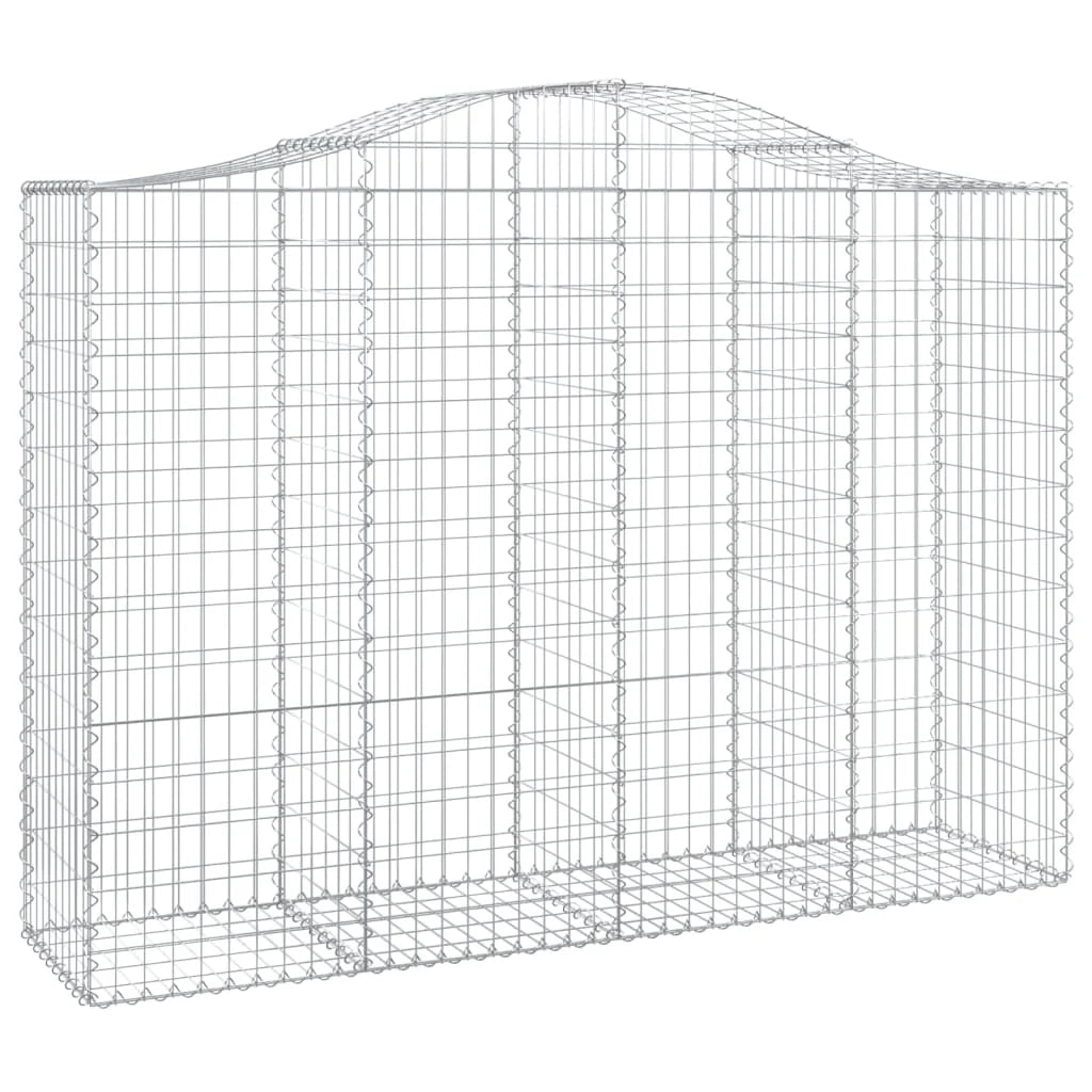 Cestini gabbioni recinzione a gabbia muro di contenimento ad arco 10 pezzi 200 x 50 x 140/160 cm ferro zincato argento 02_0040239