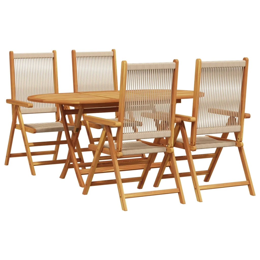 Set da Pranzo per Giardino 5 pcs Beige Legno di Acacia Massello 3375740