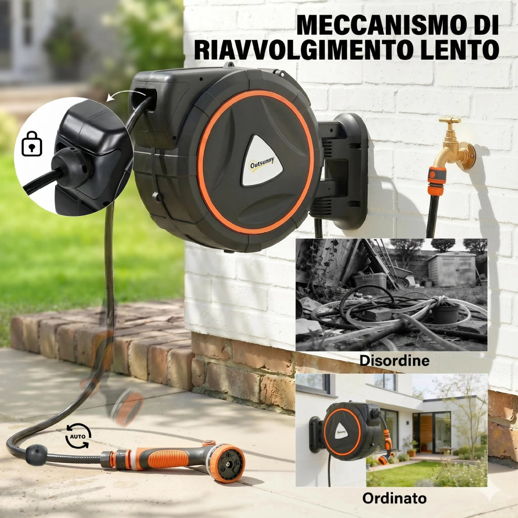 Avvolgitubo Retrattile 28+2m con Riavvolgimento Automatico ¨C zephmum ¨C 30m