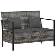 Panchina da Giardino | Panca da Giardino a 2 Posti con Cuscini in Polyrattan Grigio