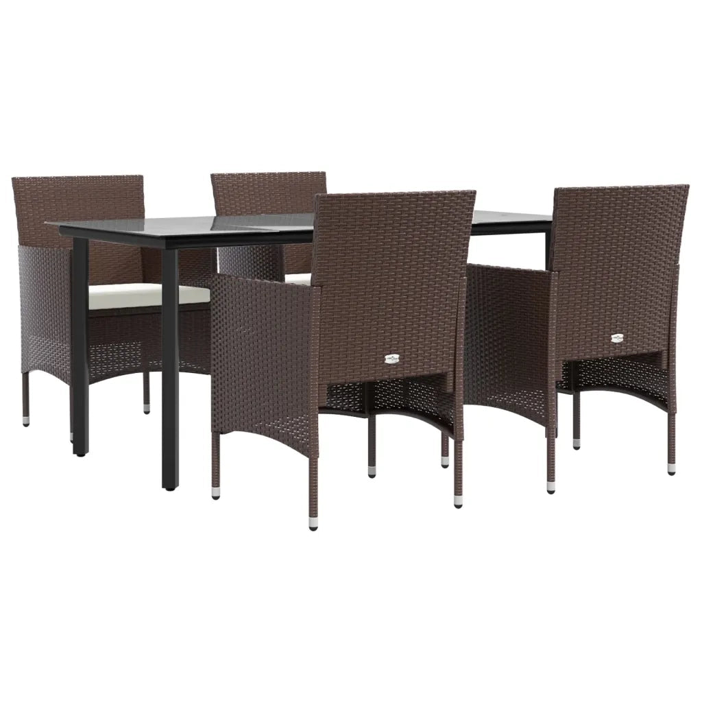 Set da Pranzo da Giardino 5 pz con Cuscini Marrone e Nero cod mxl 50407