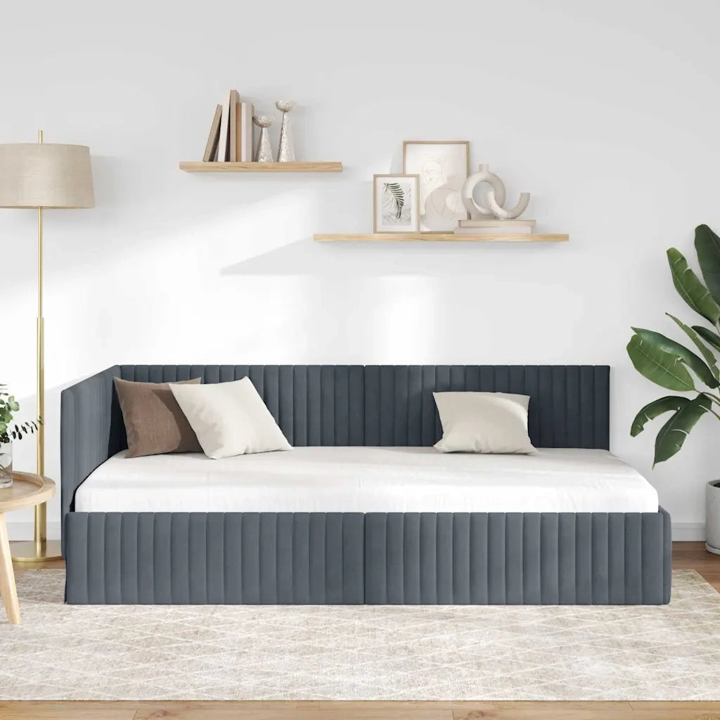 Cornice del letto ad angolo Grigio scuro 100 cm x 200 cm