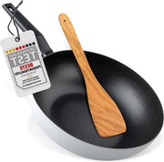Pentola Wok Balance 30 cm antiaderente in alluminio riciclato maniglia ergonomica cucchiaio - lavastoviglie olio di oliva