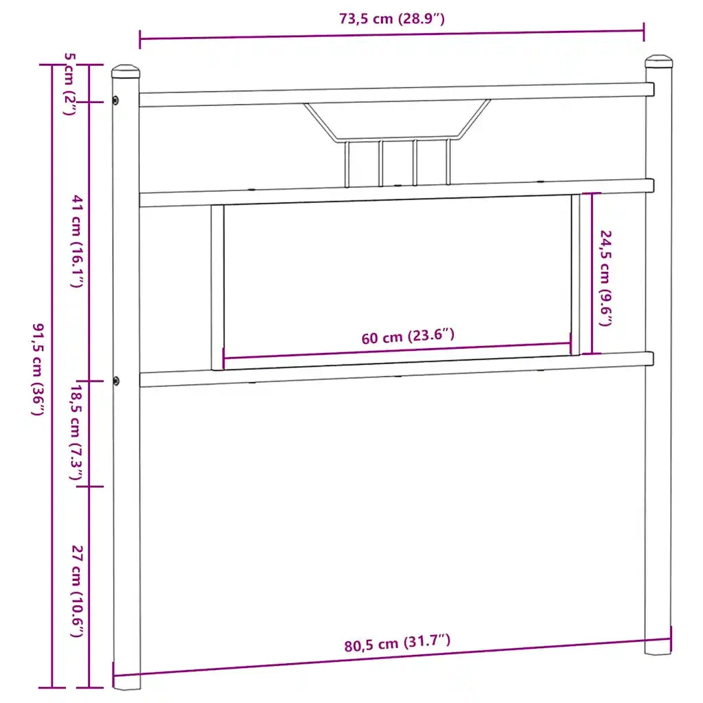 Testiera di Ricambio Rovere Sonoma 75 cm in Legno Multistrato e Acciaio 4106818