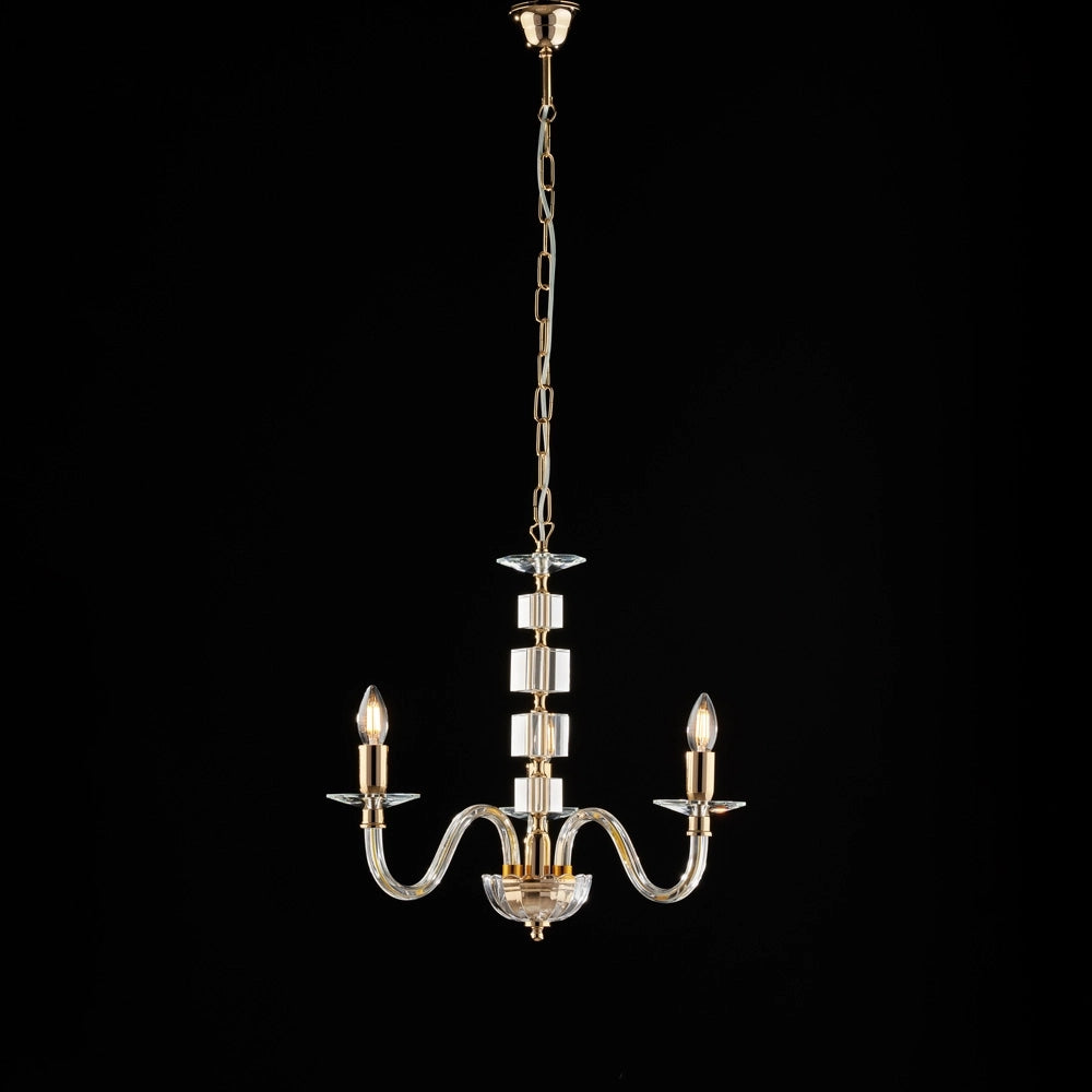Lampadario Contemporaneo Franz Cristallo Oro 3 Luci E14