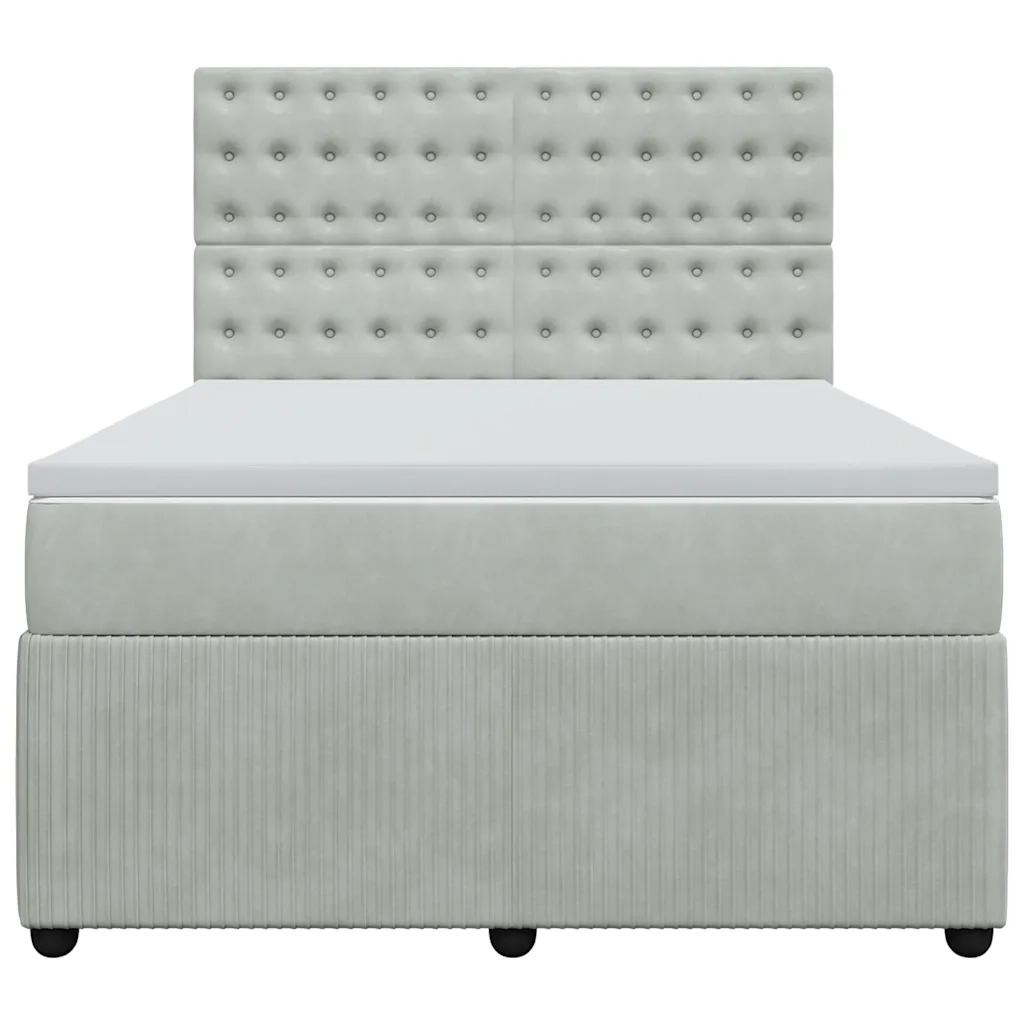 Giroletto a Molle con Materasso Grigio Chiaro 160x200cm Velluto