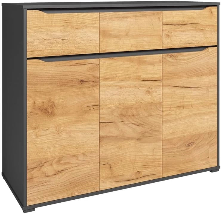 Credenza Ruben, Quercia dorata, 48 x 101.6 cm con cassetti, per riporre abiti e oggetti di uso quotidiano