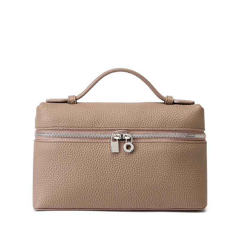 Borsa a tracolla da donna in vera pelle, colore grigio.