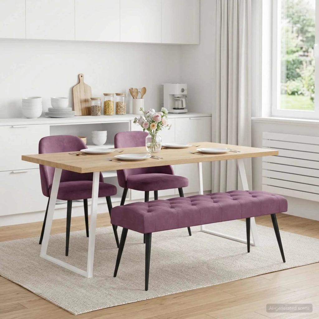 Panchina con bottoni imbottiti Viola 110 x 40 x 46 cm Velluto 42038584