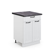 Mobiletto base per cucina Fame-Line Bianco rustico/Bianco 60 cm con cassetto, PL Antracite Vicco
