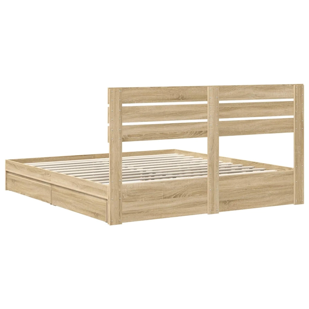Letto con Contenitore con testiera Rovere Sonoma 180 x 200 cm 3411550
