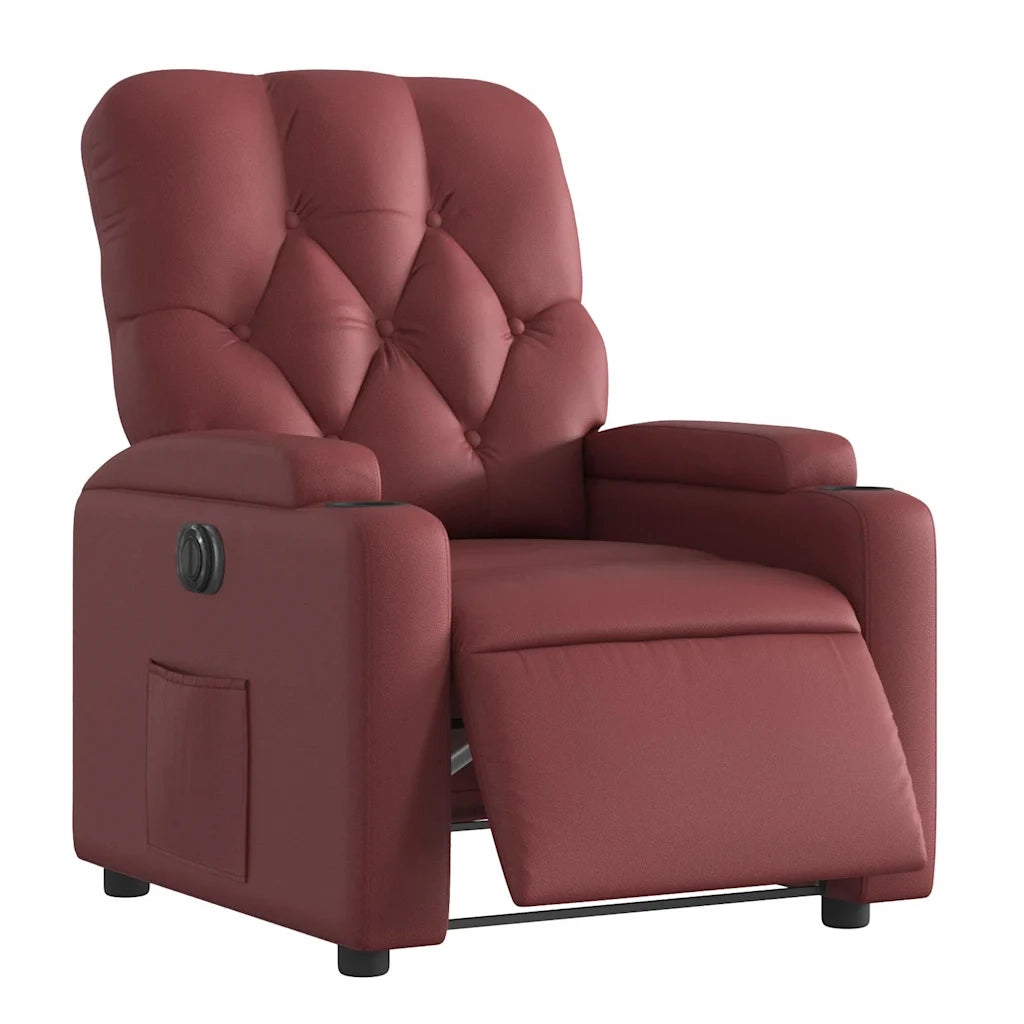 Poltrona Reclinabile Elettrica Rosso Vino in Similpelle
