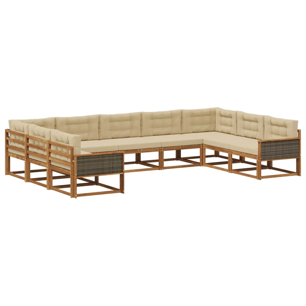 Set di divani da esterno 9 pz Naturale e Beige 3382881